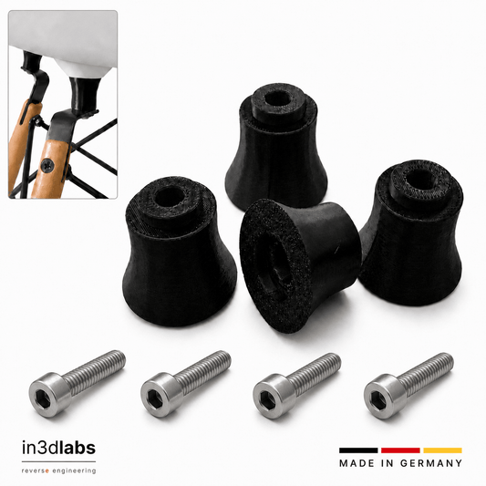 Eames Plastic Chair Sitzerhöhung +20 mm – 4er Set mit M6 Schrauben (Vitra DAW / DSW Holzgestell) - in3dlabs
