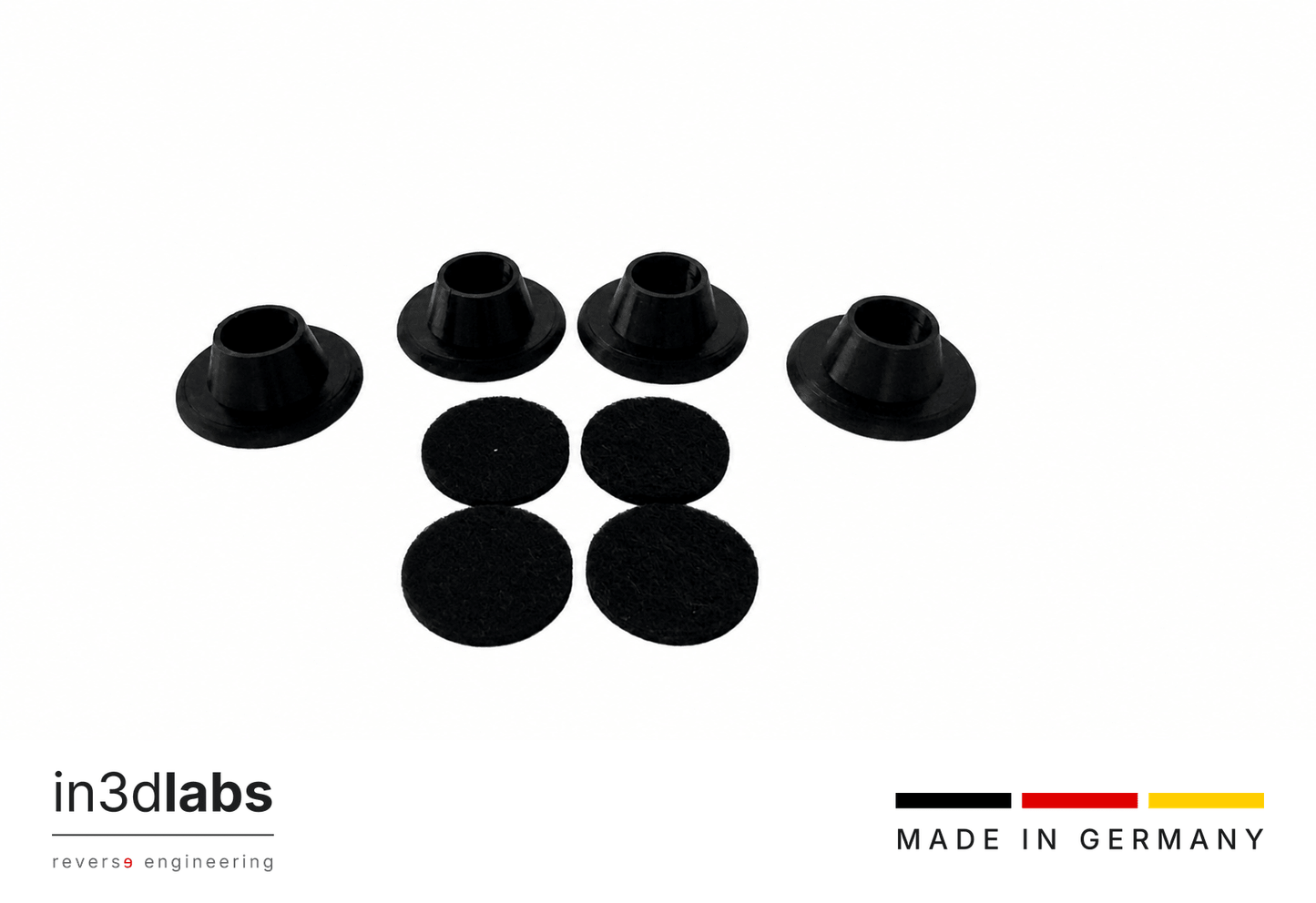 Eames Eiffel Stuhl Ersatz-Gleiter mit Filzgleitern – Bodenschoner, leise, werkzeuglos | kompatibel Vitra & Herman Miller DSW/DSR | Made in Germany - in3dlabs
