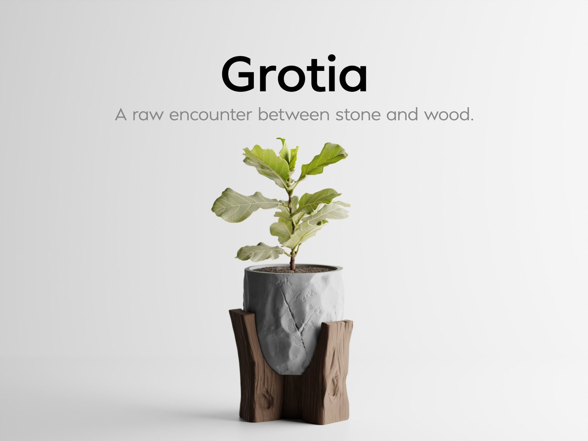 Grotia – Pflanzgefäß - Set mit Stein - und Holz - Optik - in3dlabs
