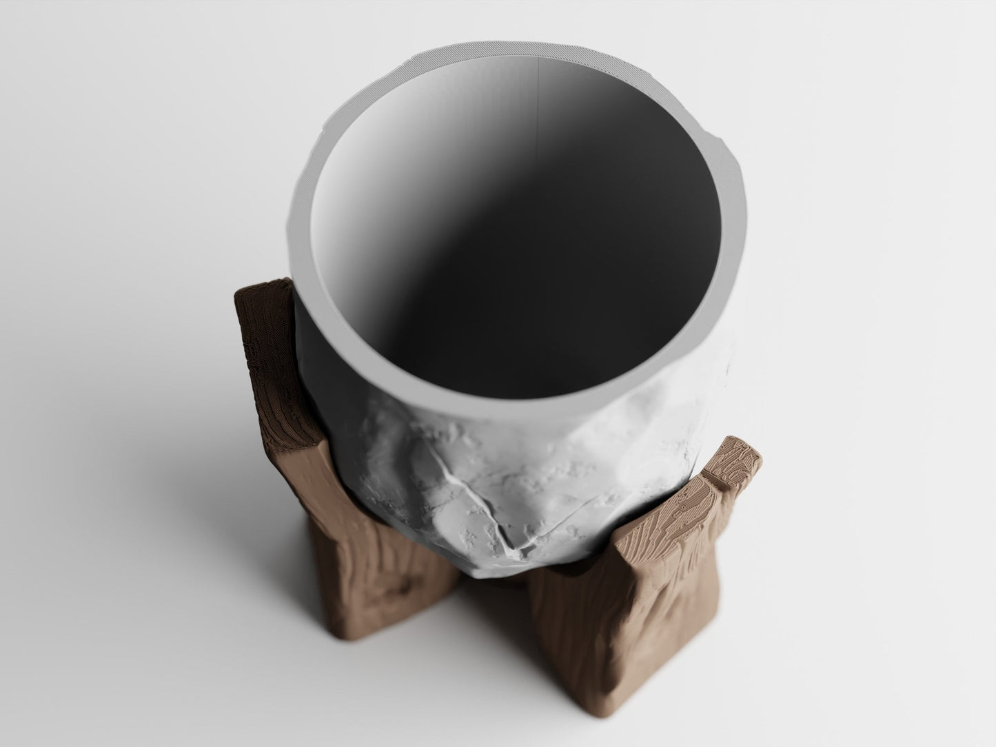 Grotia – Pflanzgefäß - Set mit Stein - und Holz - Optik - in3dlabs