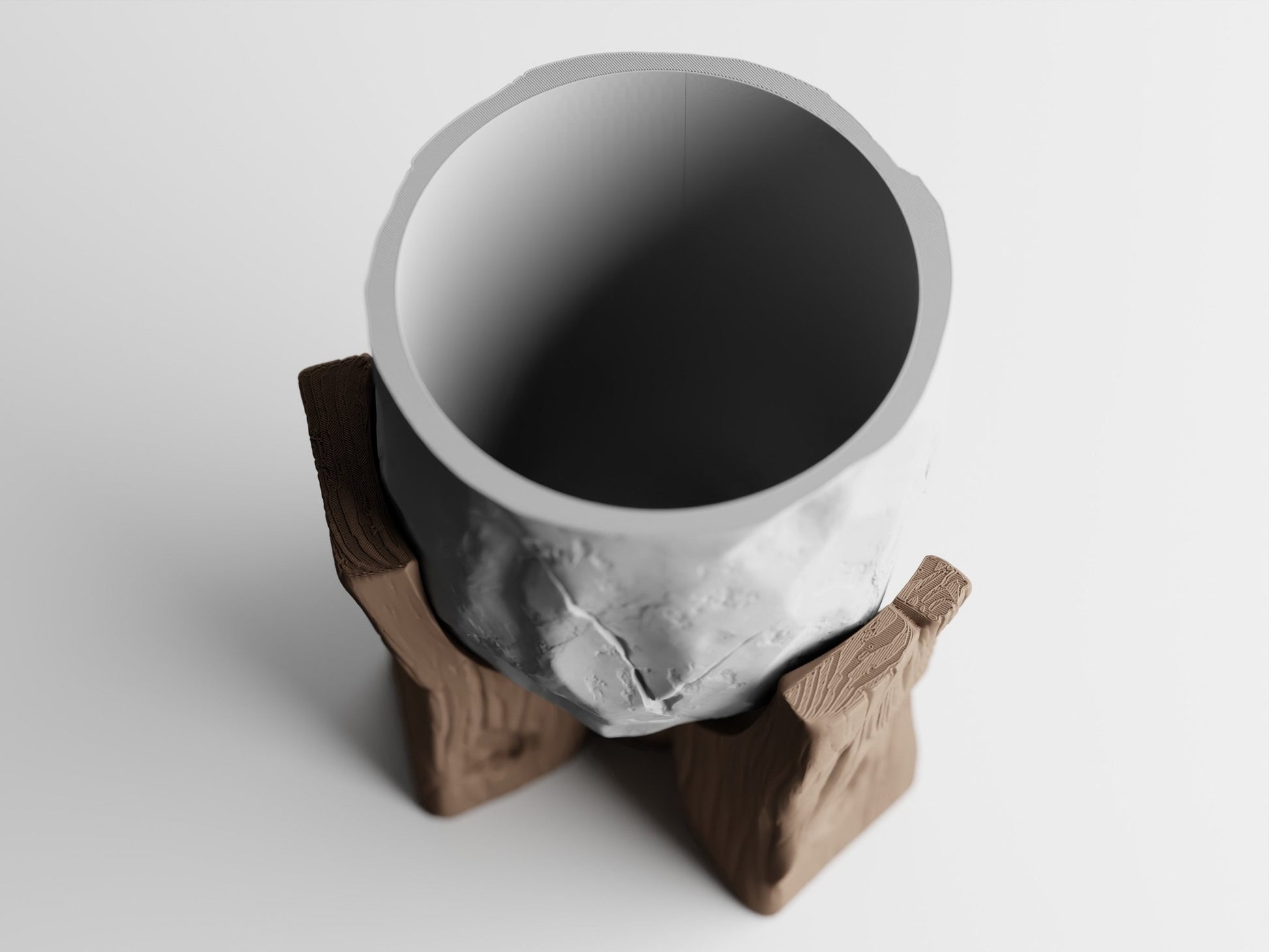 Grotia – Pflanzgefäß - Set mit Stein - und Holz - Optik - in3dlabs