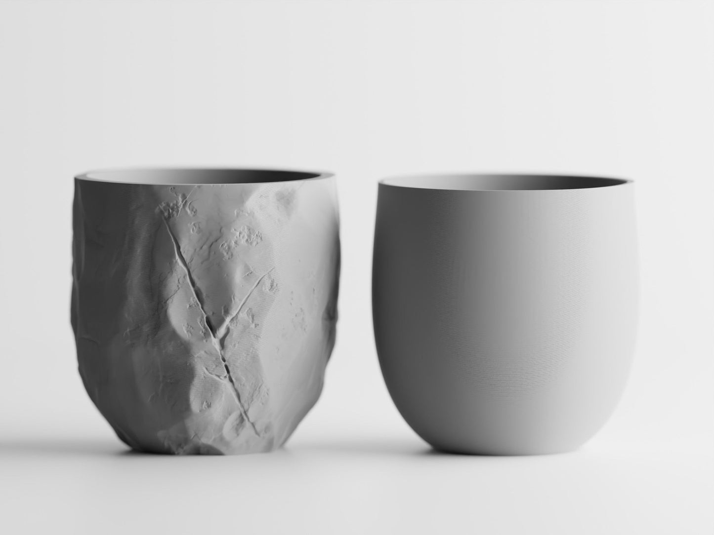 Grotia – Pflanzgefäß - Set mit Stein - und Holz - Optik - in3dlabs
