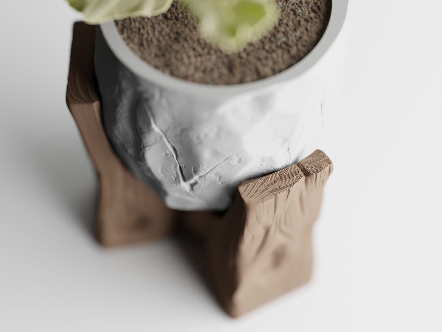 Grotia – Pflanzgefäß - Set mit Stein - und Holz - Optik - in3dlabs