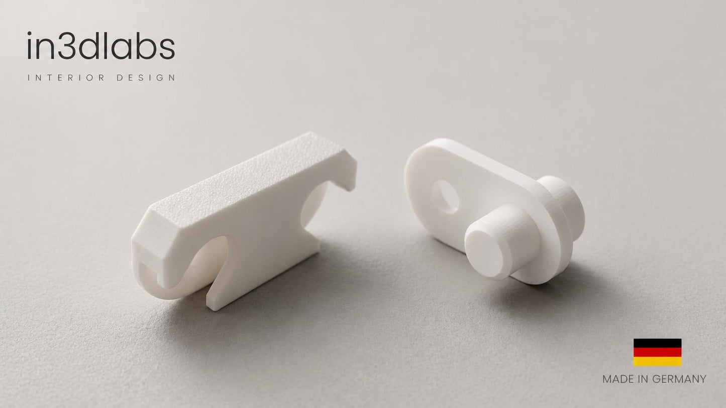 IKEA Hemnes & Ställ Schuhschrank – Komplett-Reparaturset | 4 Scharnierführungen (110364) + 4 Stop-Halterungen (116713) + Schrauben | PETG, Made in Germany - in3dlabs
