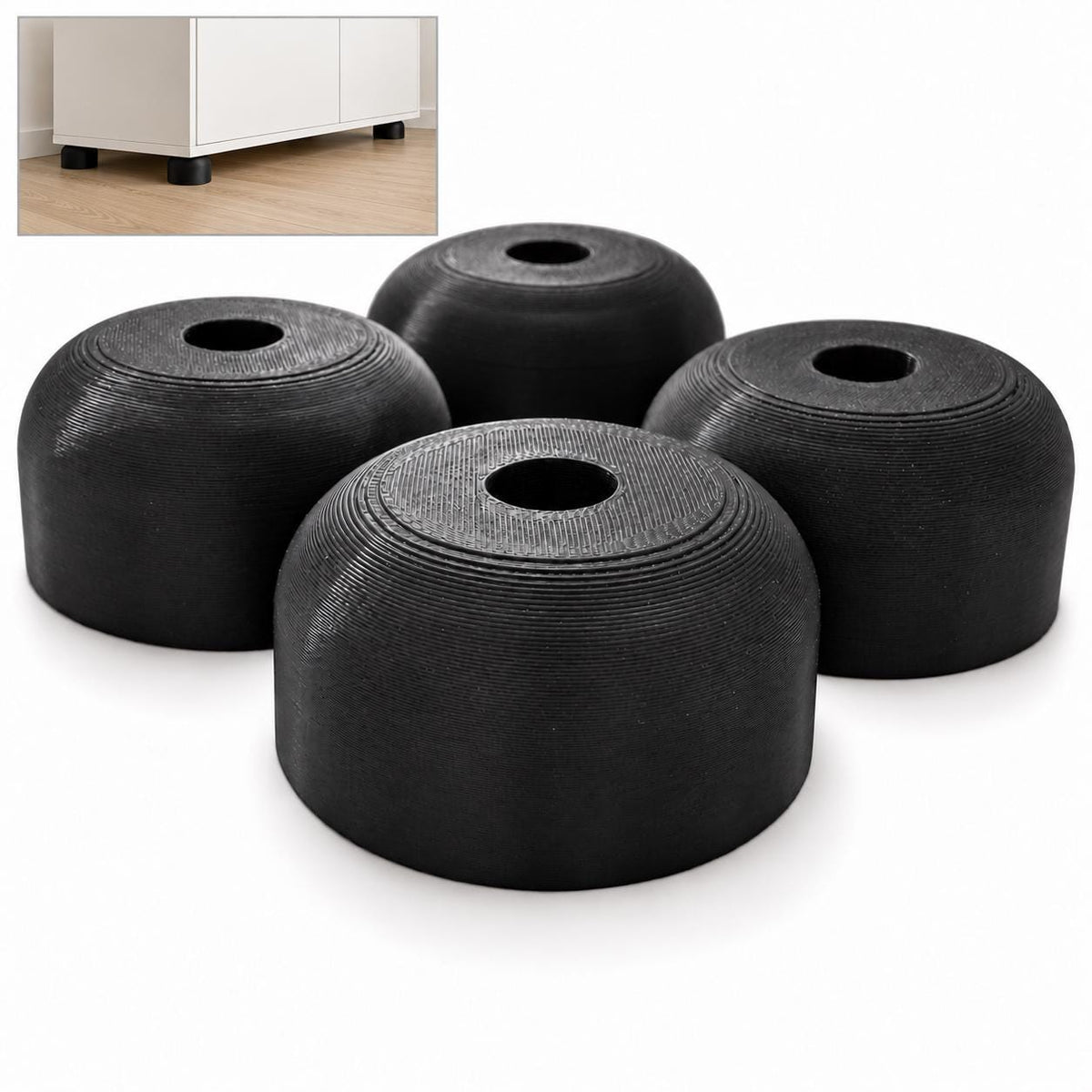 Möbelfüße 4er-Set mit Schrauben & Filzgleitern – 20 oder 25 mm, schwarz oder weiß, PETG - in3dlabs