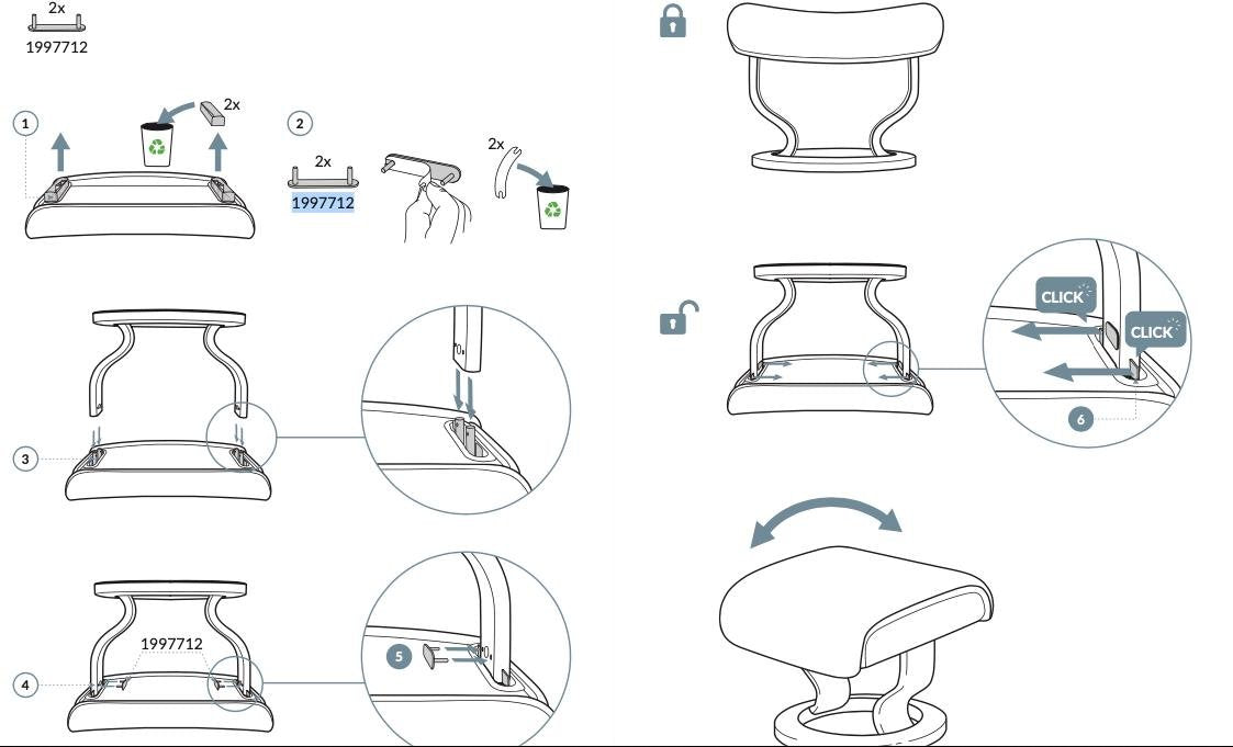Stressless Kissenhalter 1997712 – Draufsicht einzelner Befestigungsbolzen
