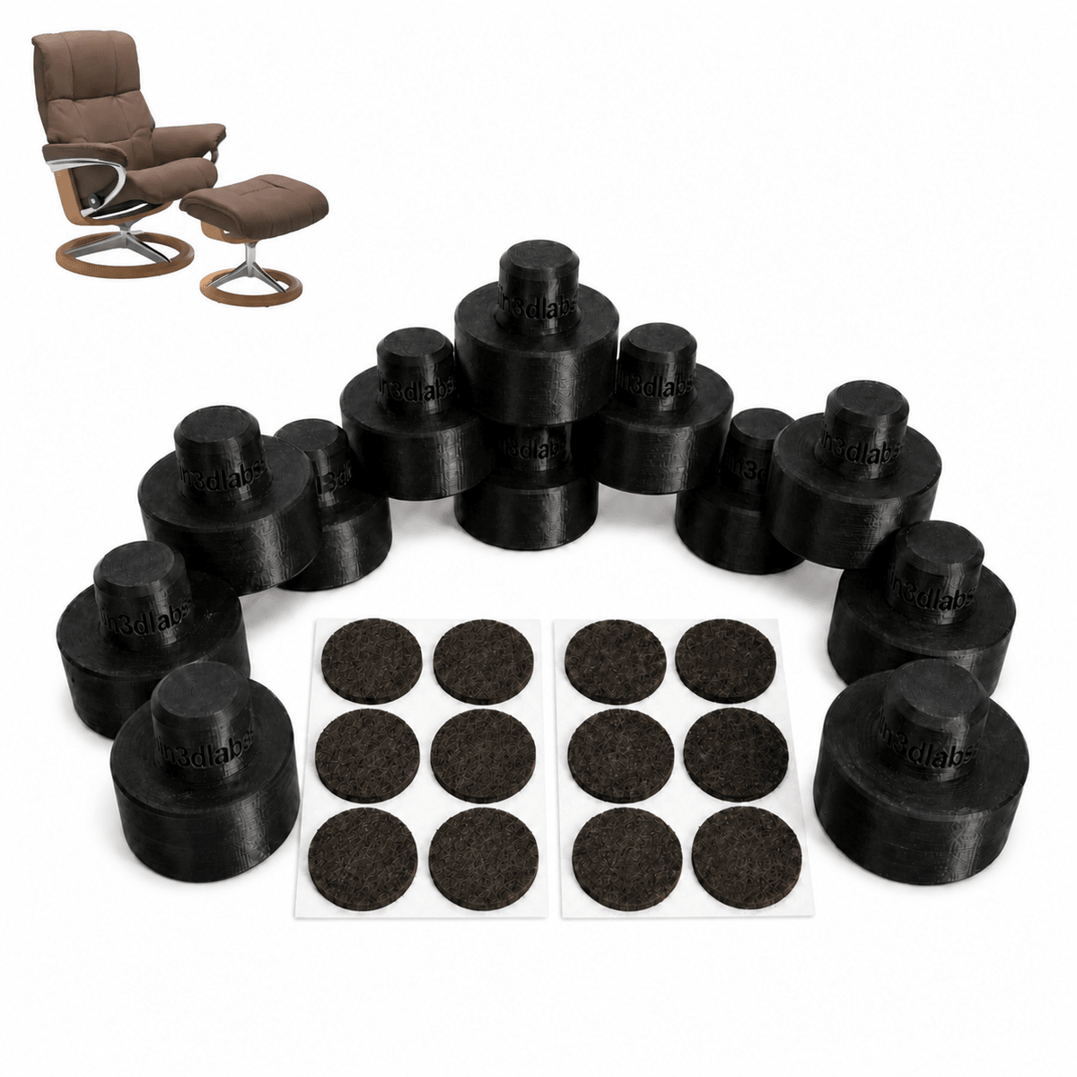 Stressless Signature Base Gleiter – Ersatzfüße für Sessel & Hocker – PETG, Made in Germany - in3dlabs