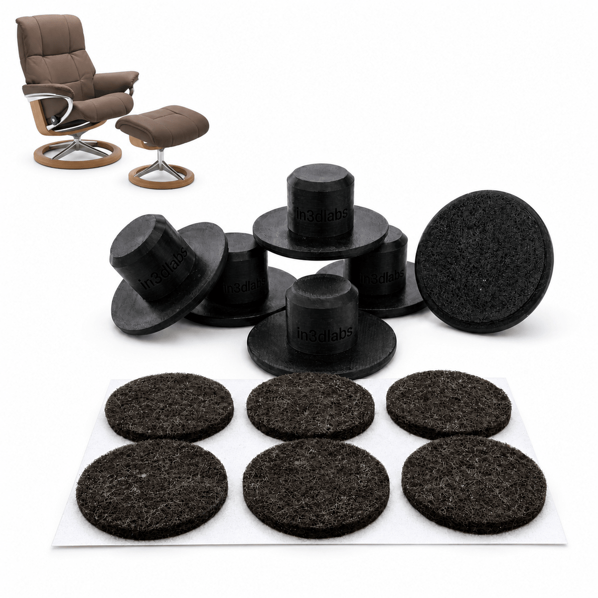 Stressless Signature Base Gleiter – Ersatzfüße für Sessel & Hocker – PETG, Made in Germany - in3dlabs