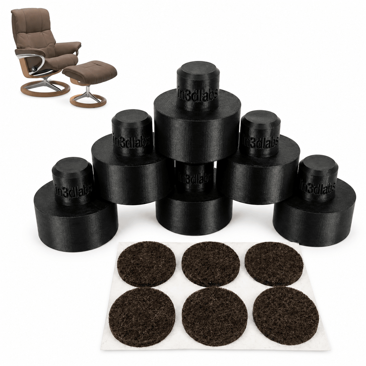 Stressless Signature Base Gleiter – Ersatzfüße für Sessel & Hocker – PETG, Made in Germany - in3dlabs