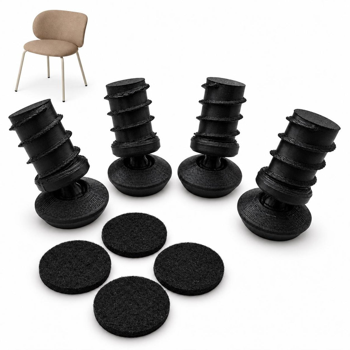Stuhlgleiter mit Filz passend für IKEA® KRYLBO – Ersatzfüße schwarz, 4 bis 24 Stück - in3dlabs