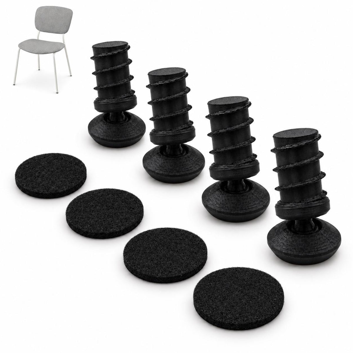 Stuhlgleiter mit Filz passend für IKEA® VIHALS – Ersatzfüße schwarz, 4 bis 24 Stück - in3dlabs